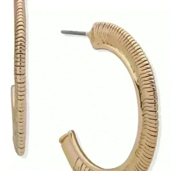 Anne Klein Gold Tone Snake Chain C-Hoop Earrings - Picture 1 of 1